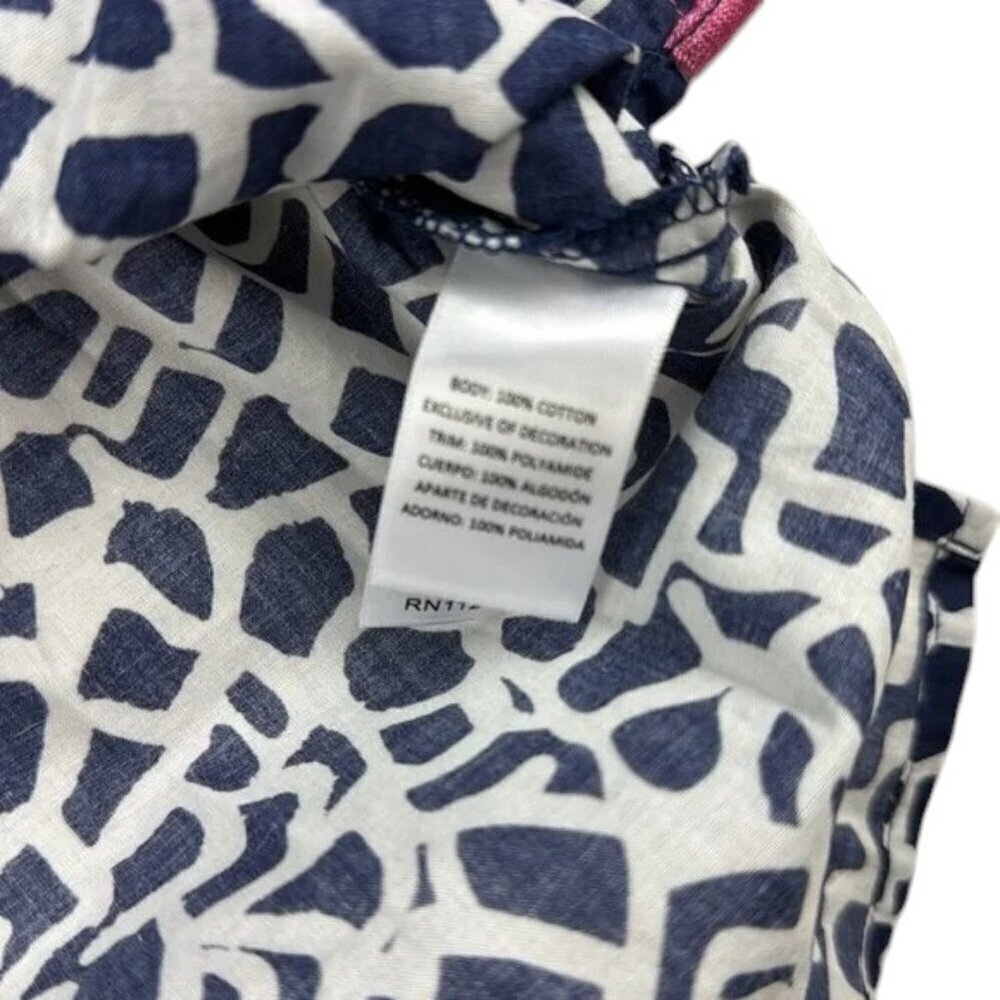 Hanna & Gracie Top Deep Blue Geo Print V-Neck 100% Cotton Size XXL - Picture 7 of 9